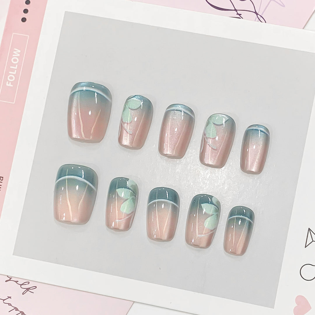 Artificial nails with elegant flower design Bowlift