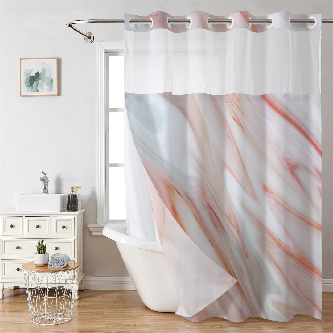 Marble-Design Shower Curtain Bowlift