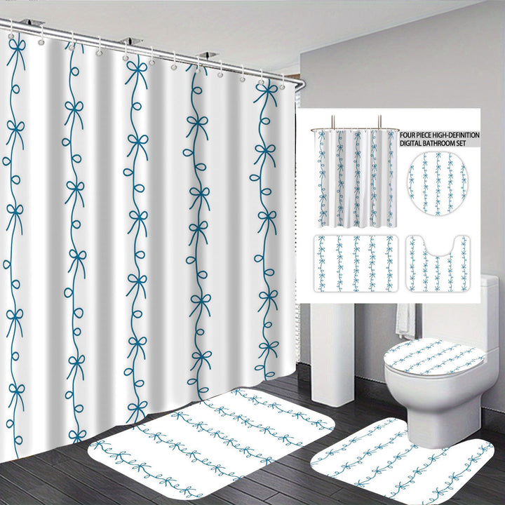 Digital Bow Pattern Bathroom Décor Set Bowlift