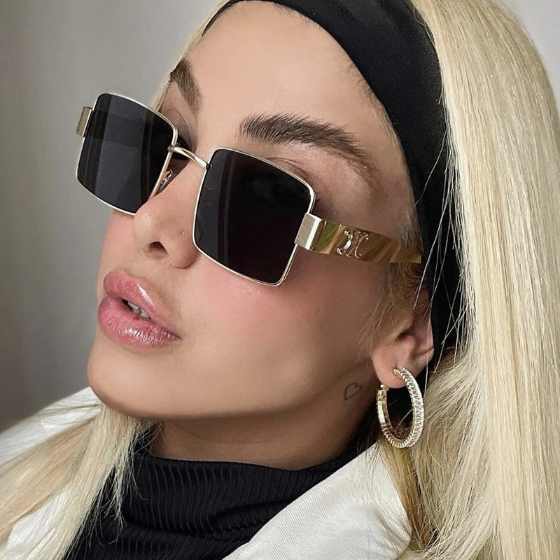 Women's fashionable rectangular sunglasses with high-quality metal frame and polarized lenses Bowlift