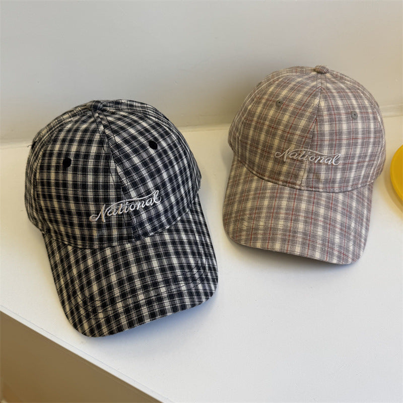 Men's Checkered Cotton Baseball Cap Bowlift