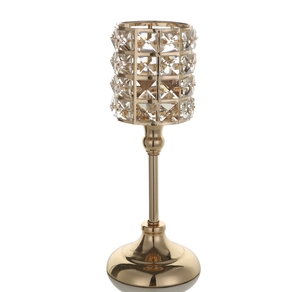 Crystal Embellished Metal Tealight Holder with Tall Pedestal Base Bowlift