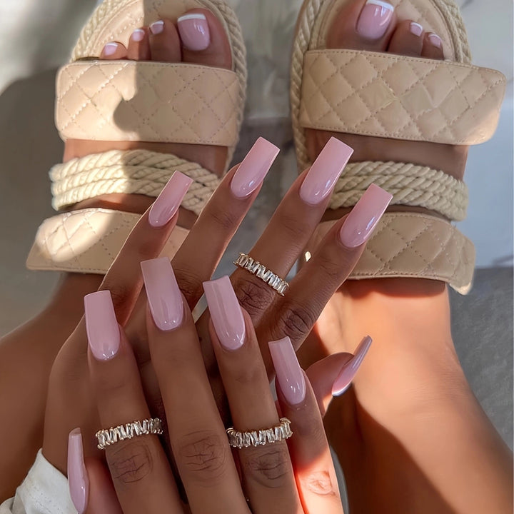 Elegant Long Square Press-On Nails Bowlift