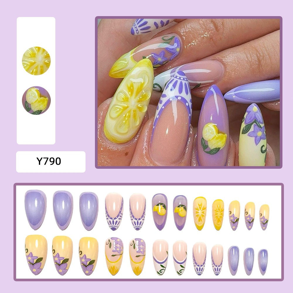 Artful Nail Tips Set with Leaf Accents Bowlift