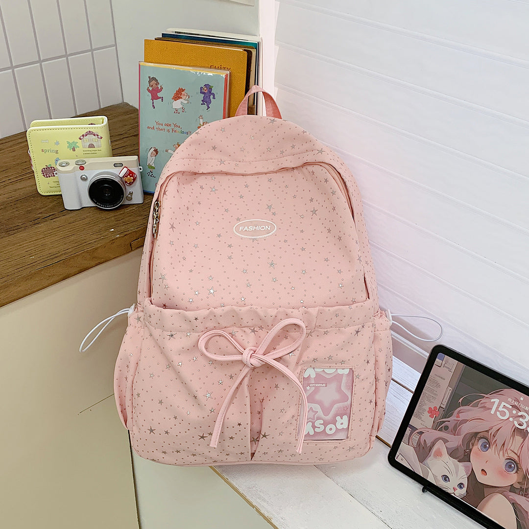 Star-Printed Casual Backpack Bowlift