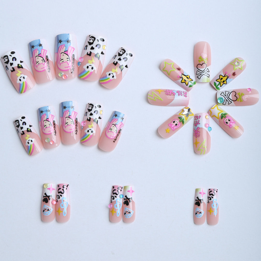 Artificial nails with colorful design Bowlift