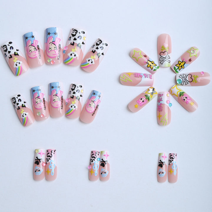Artificial nails with colorful design Bowlift