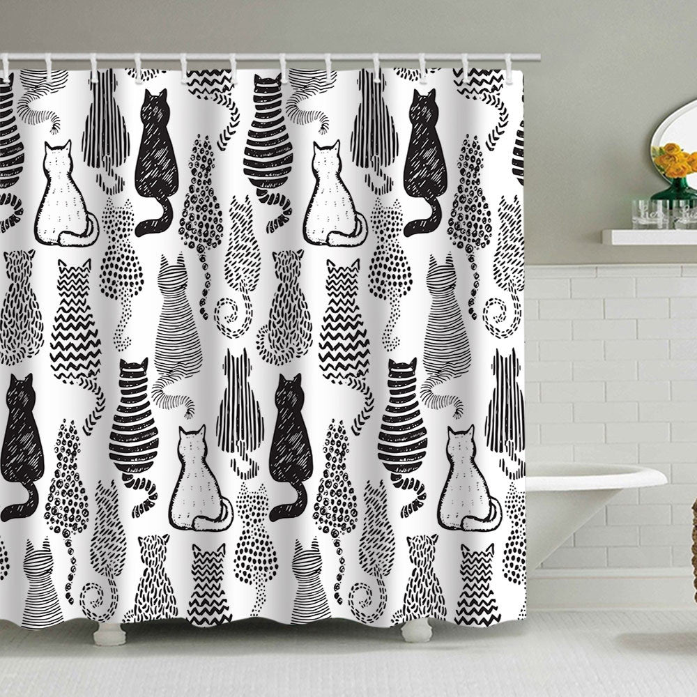 Artistic Dog Illustration Shower Curtain Bowlift