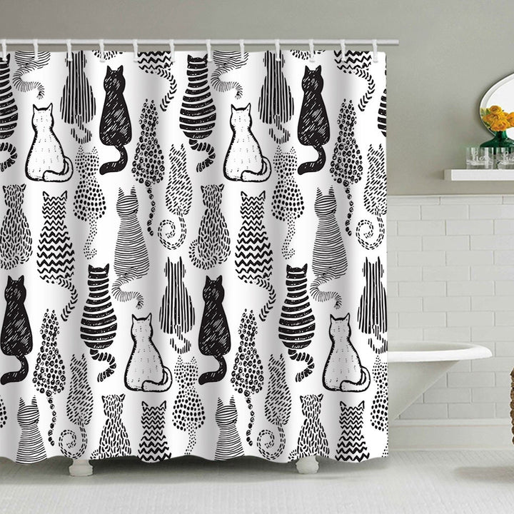 Artistic Dog Illustration Shower Curtain Bowlift