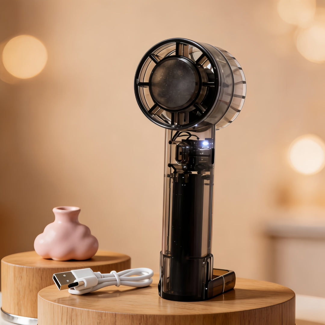 Women Portable Hand Fan with USB Charging Function and Flexible Angle Adjustment Bowlift