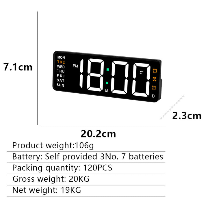 Digital wall clock with temperature and weekday display Bowlift