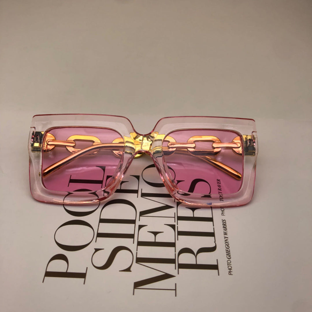 Women's Fashion Square Sunglasses with Chain Decoration Bowlift