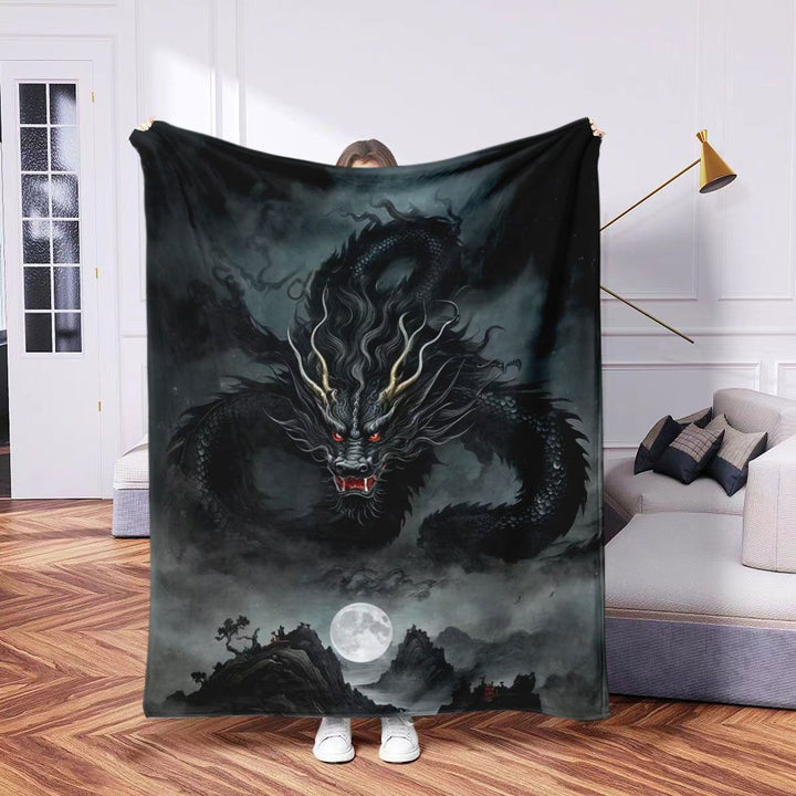 Artistic Dragon-Themed Fleece Blanket