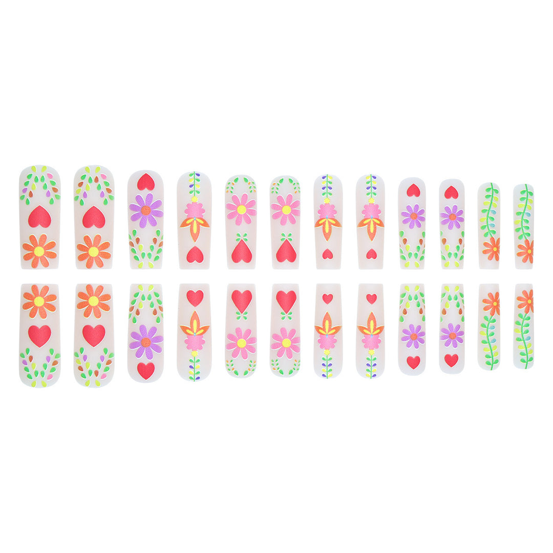 Decorative Floral Press-On Nails Bowlift