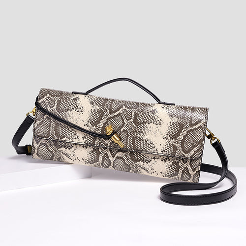 Elegant Textured Snakeskin Evening Clutch Bowlift