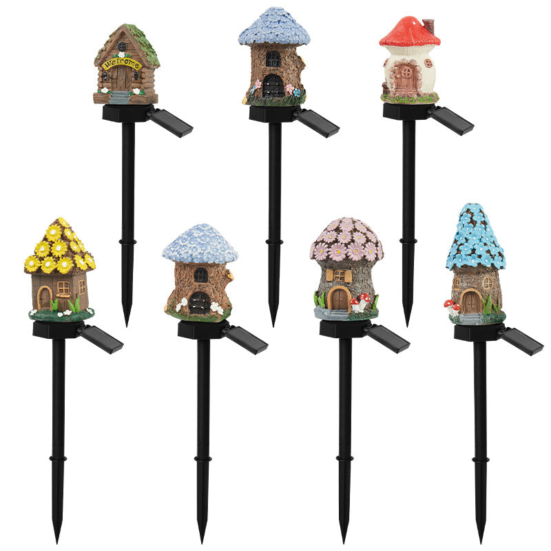 Whimsical Solar-Powered LED Fairy House Garden Stake Bowlift