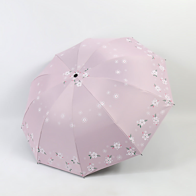 Women's Stylish Folding Umbrella with Floral Patterns Bowlift