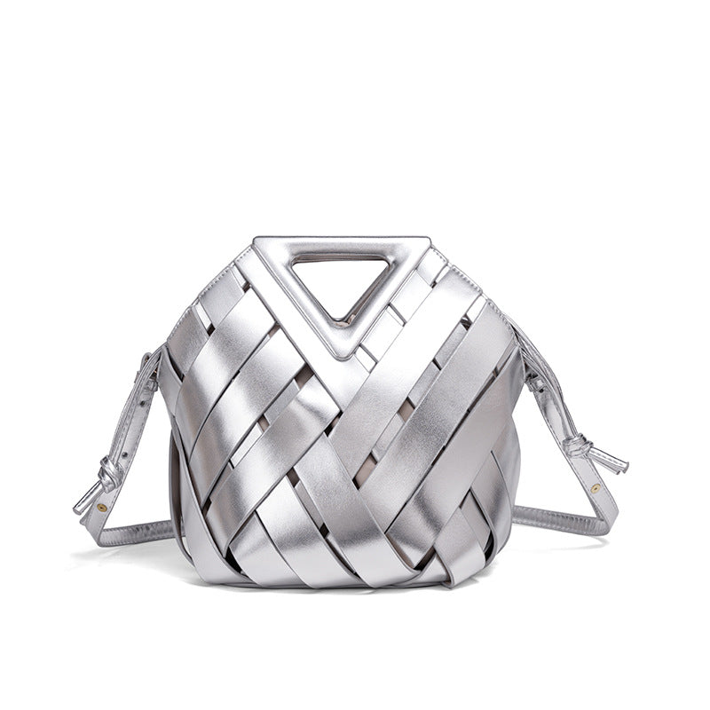 Handcrafted Woven Leather Shoulder Bag Bowlift