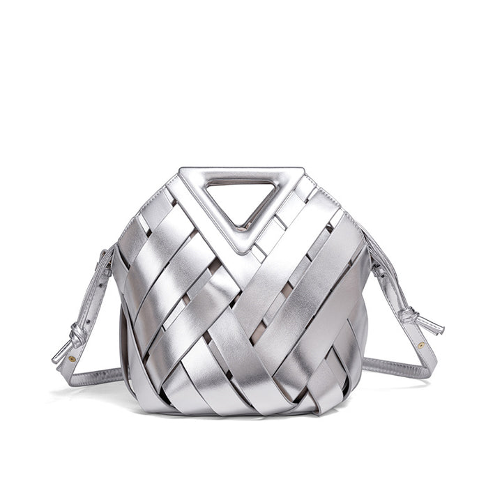 Woven Leather Handbag Bowlift