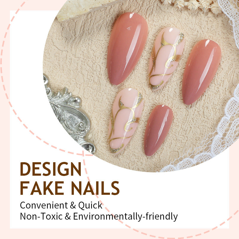 Artificial nail set with elegant flower pattern Bowlift