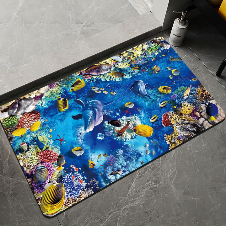 Elegant Floral Design Bath Mat Bowlift
