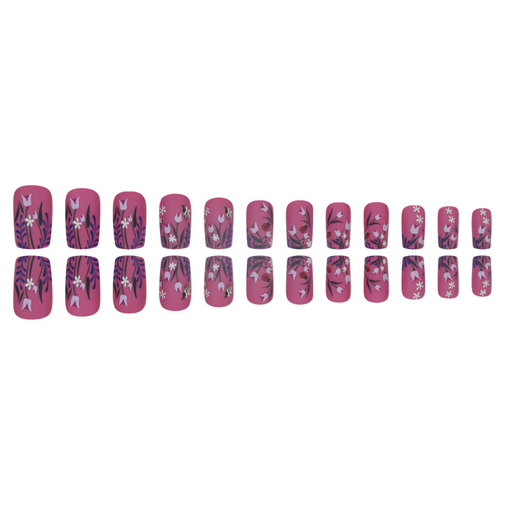 Floral-Design Matte Press-On Nails Bowlift