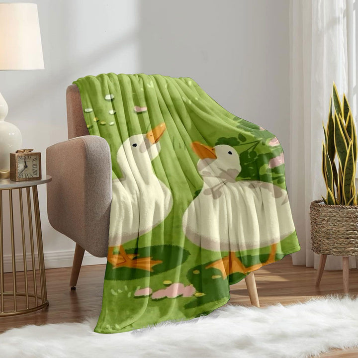 Whimsical Duck-Themed Fleece Throw Blanket