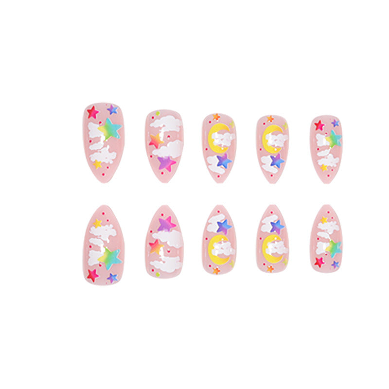 Vibrant Celestial Themed Press-On Nails Bowlift