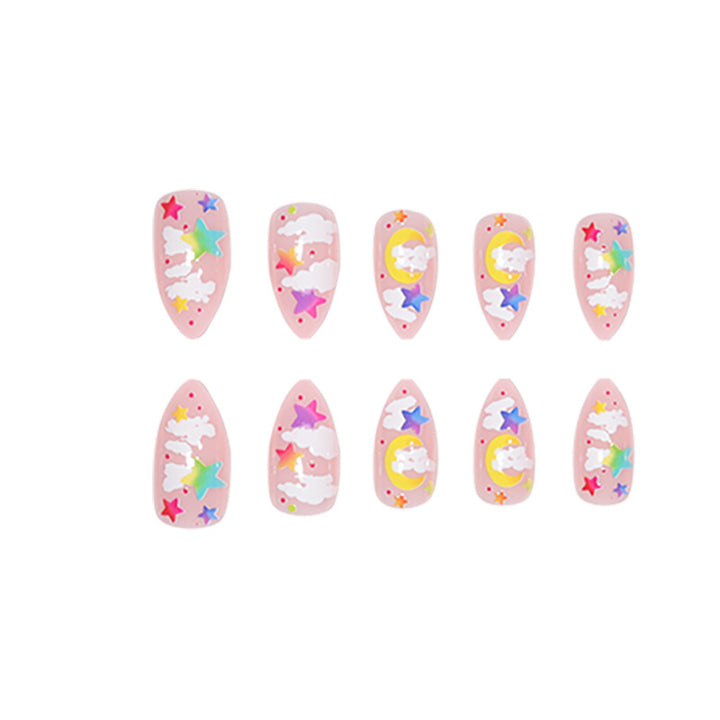 Vibrant Celestial Themed Press-On Nails Bowlift