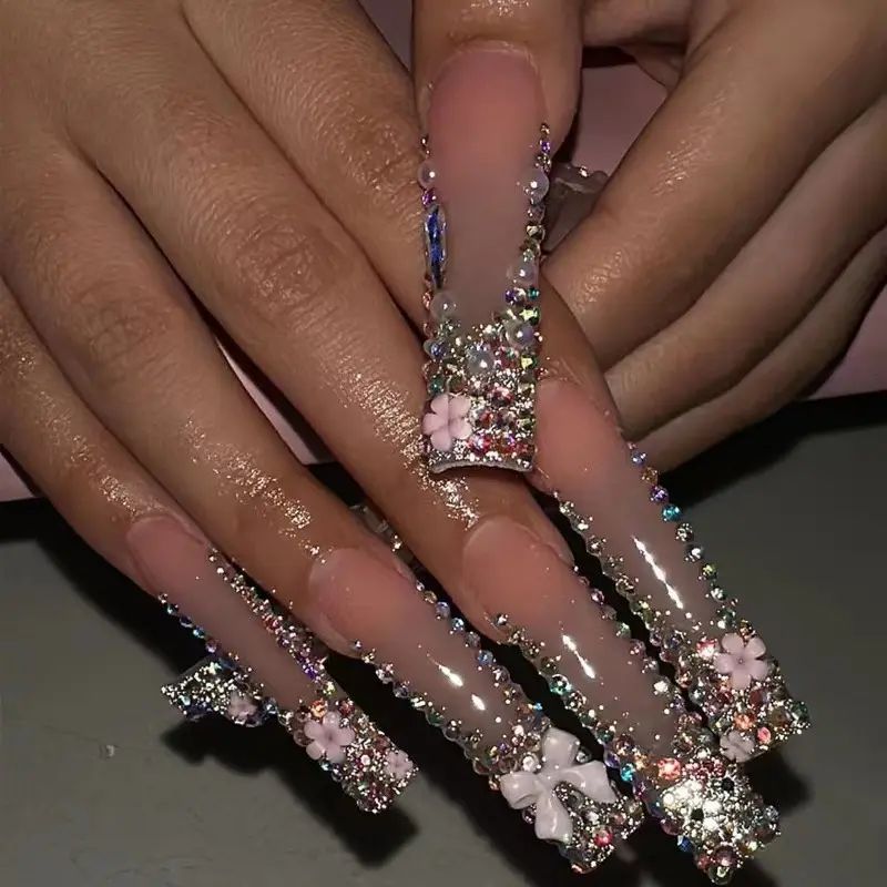 Ornate Butterfly-Inspired Acrylic Nail Extensions Bowlift