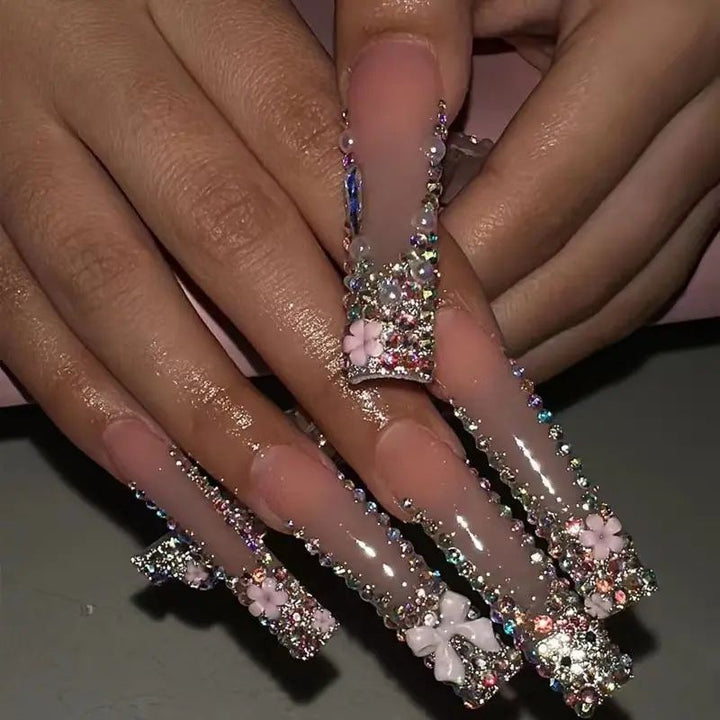 Ornate Butterfly-Inspired Acrylic Nail Extensions Bowlift