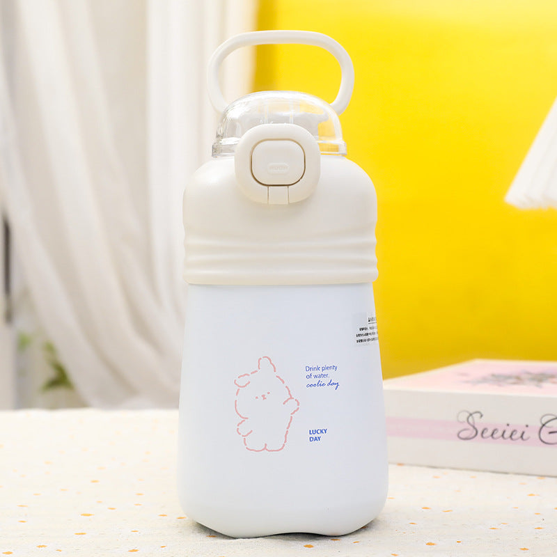 Women Practical Water Bottle with Innovative Push-Button Closure Bowlift