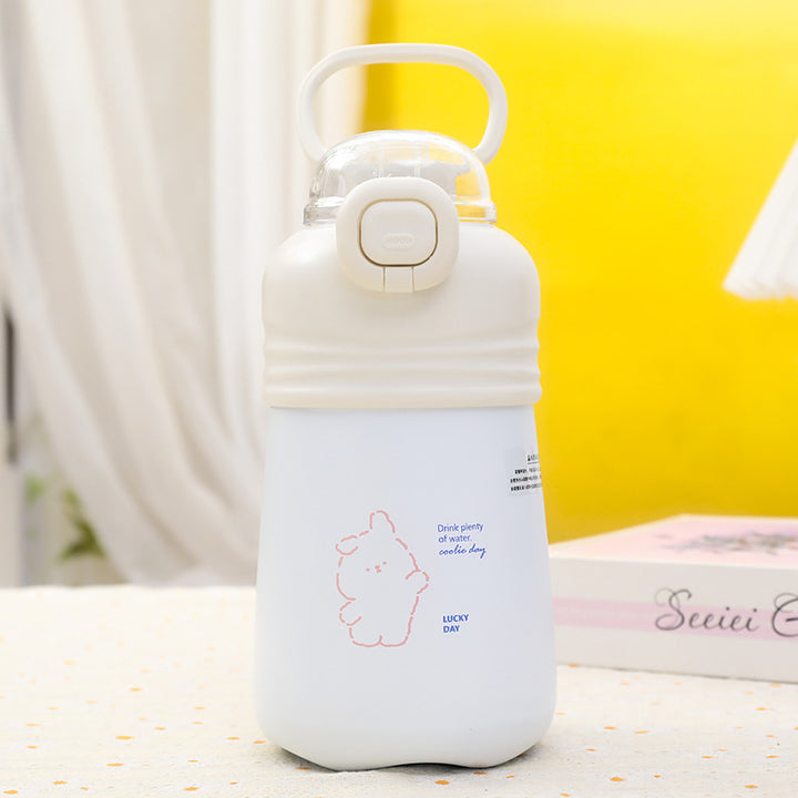 Women Practical Water Bottle with Innovative Push-Button Closure Bowlift