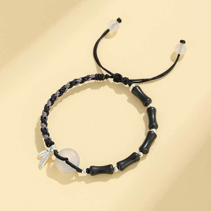 Adjustable Gemstone and Leaf Charm Bracelet Bowlift