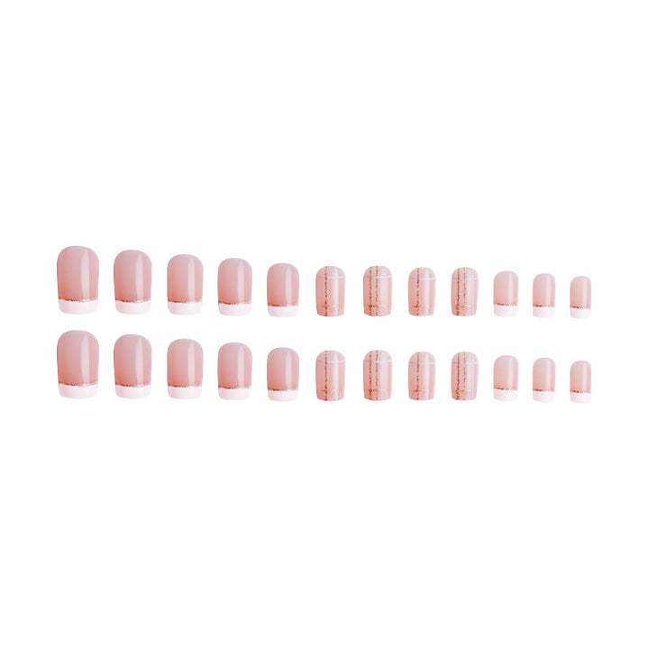 Nail set with elegant French tip and fashionable embellishments Bowlift
