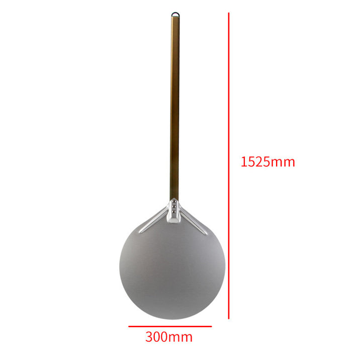 long wooden handled round aluminum pizza peel with reinforced neck Bowlift