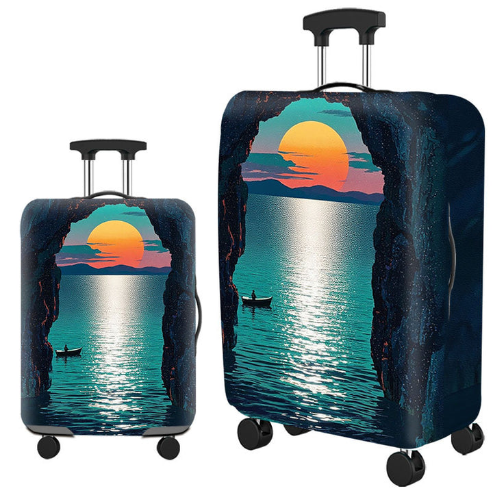 Tropical Leaf Print Hard Shell Luggage Bowlift