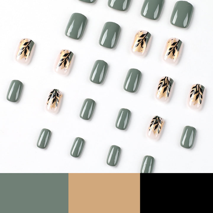Artful Nail Extensions with Elegant Leaf Design Bowlift