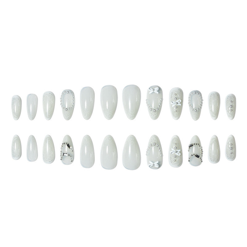 Elegant Lace Design Nail Extensions Bowlift