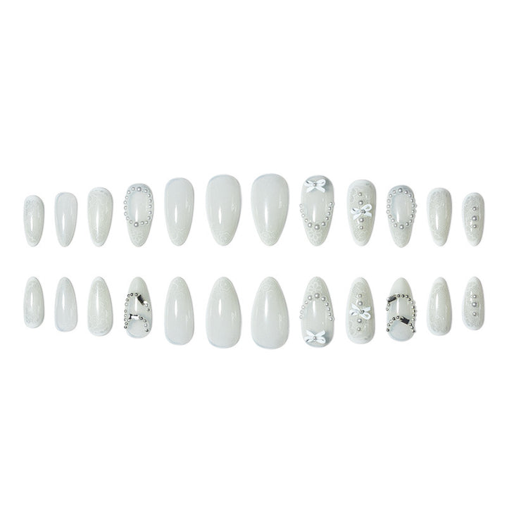 Elegant Lace Design Nail Extensions Bowlift