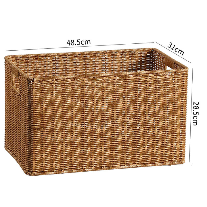 Handwoven Rectangular Storage Bin with Cutout Handles Bowlift