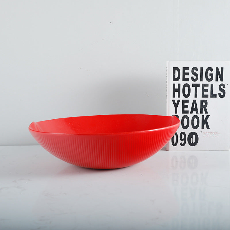 Decorative Serving Bowl with Unique Contoured Edge