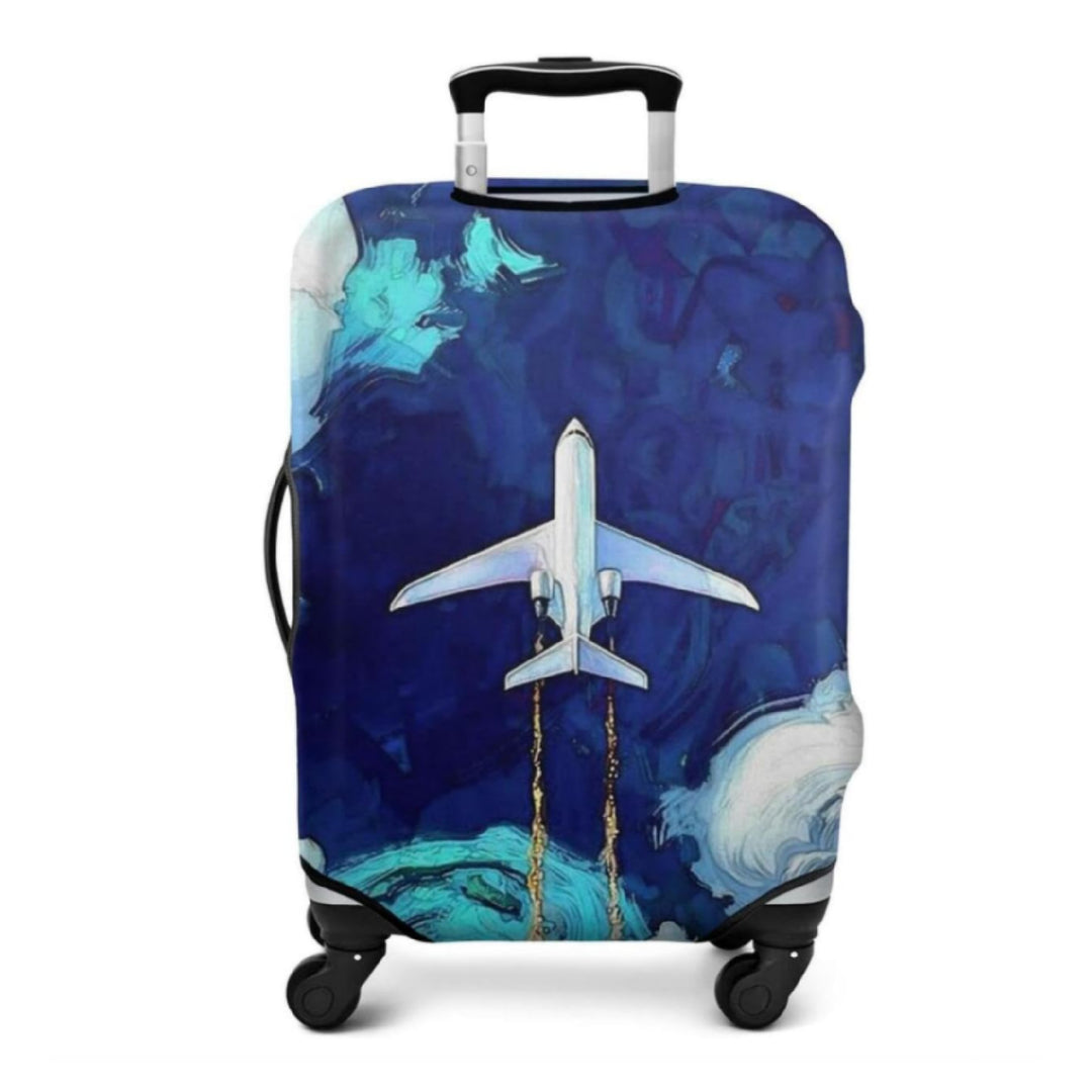 Unisex non-elastic suitcase cover with mandala motif, stretch protective cover for telescopic handle and wheels Bowlift