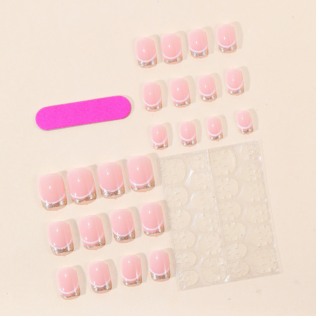 Elegant French Tip Glitter Nail Art Bowlift