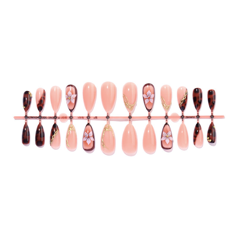 Artistic Press-On Nail Set with Elegant Floral and Abstract Designs Bowlift