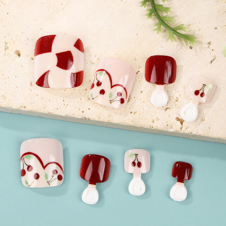 Artificial nails with fresh cherry design Bowlift