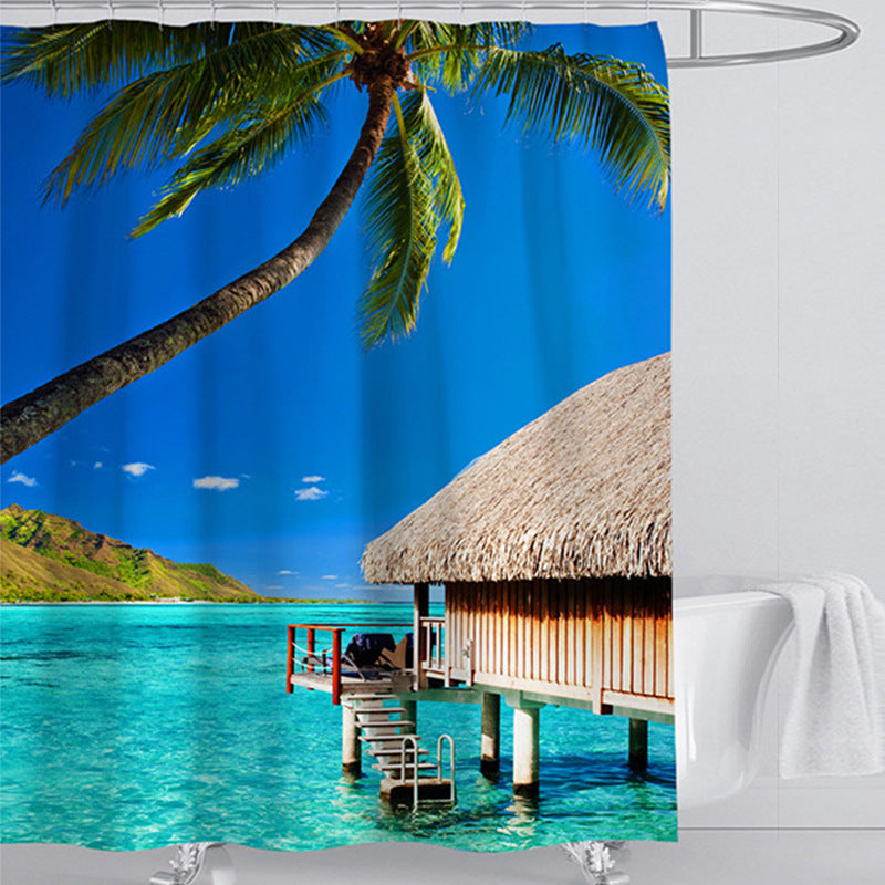 Beach-Themed Shower Curtain Bowlift
