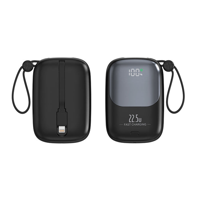 Portable Power Bank with Digital Charging Display and Integrated Charging Cable Bowlift