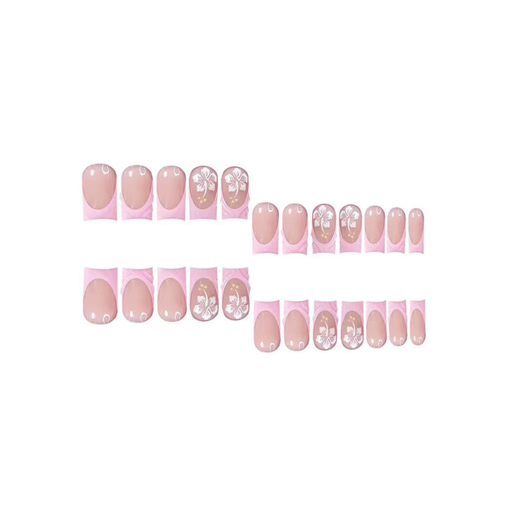 Decorative Floral Acrylic Press-On Nail Extensions Bowlift