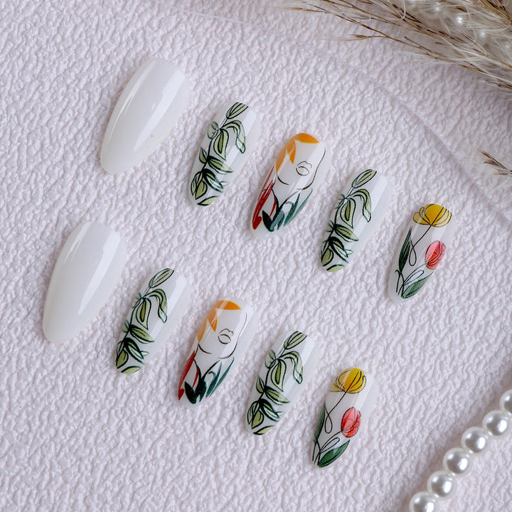 Artificial nails with floral patterns Bowlift